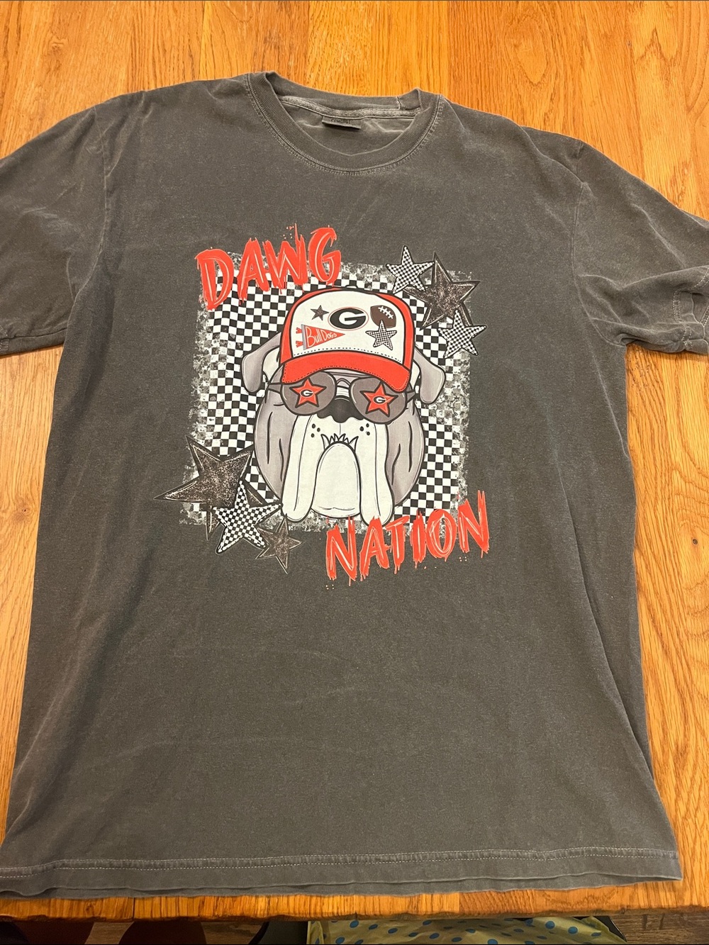 Comfort Colors Short Sleeve Tee in Charcoal with Red Graphic